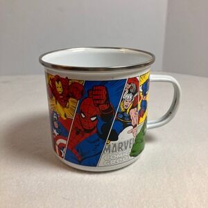 Marvel Comics Enamel Camp Mug‎ Featuring Avengers Heroes Black Widow Thor Hulk